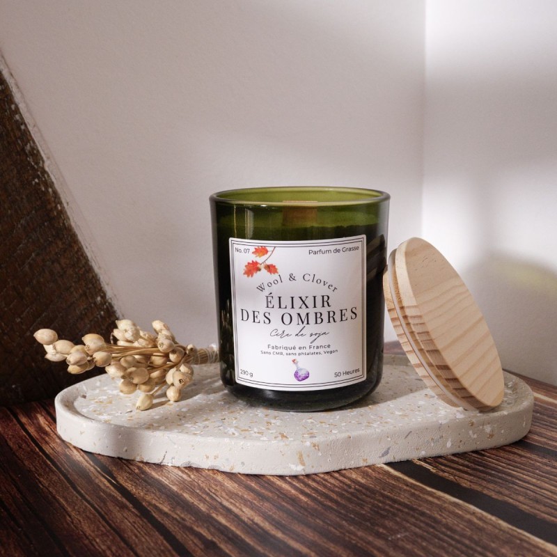 Bougie Élixir des Ombres - Parfum Boisé & Musqué | Wool & Clover