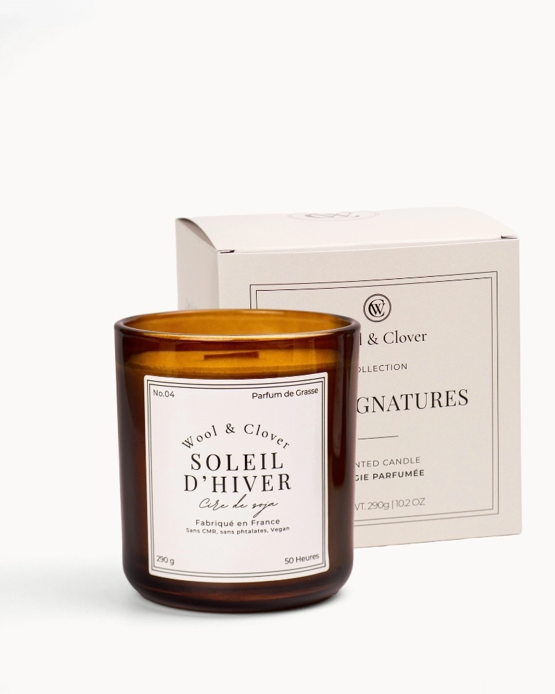 Bougie Soleil d'Hiver - Parfum Floral & Poudré | Wool & Clover
