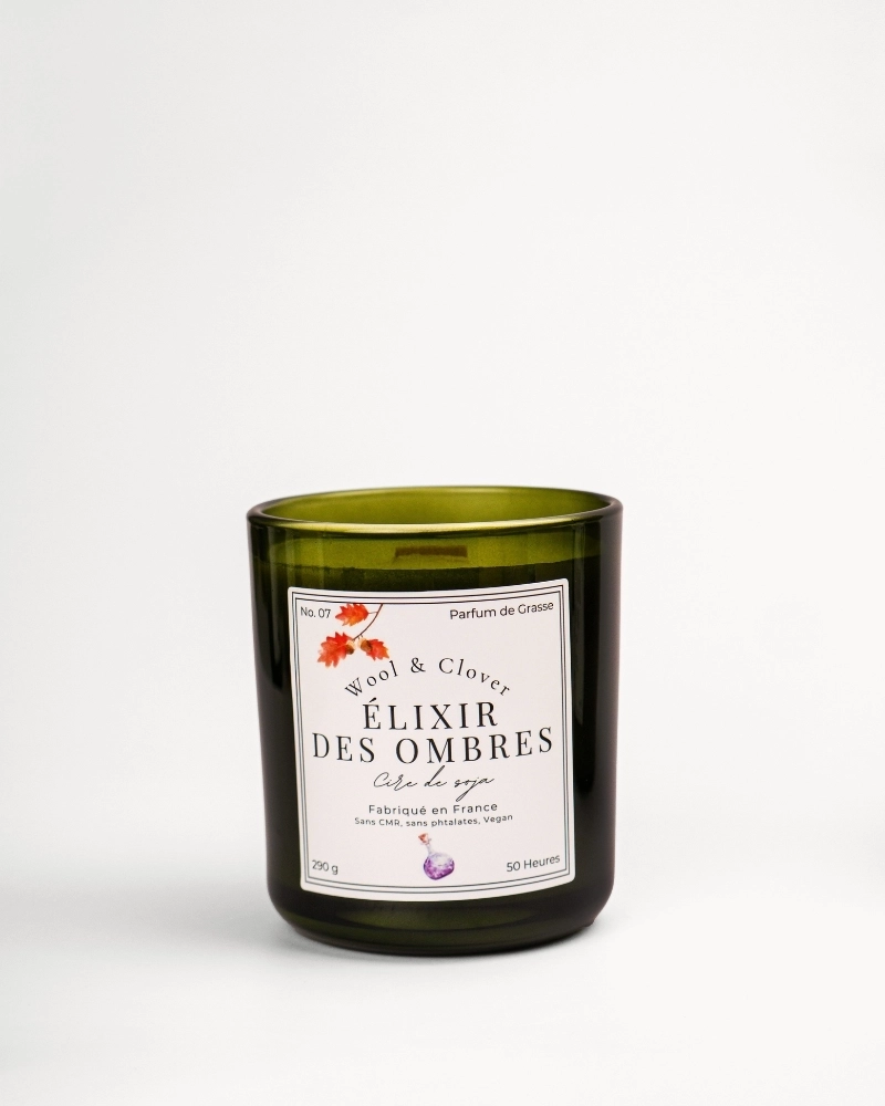 Bougie Élixir des Ombres - Parfum Boisé & Musqué | Wool & Clover