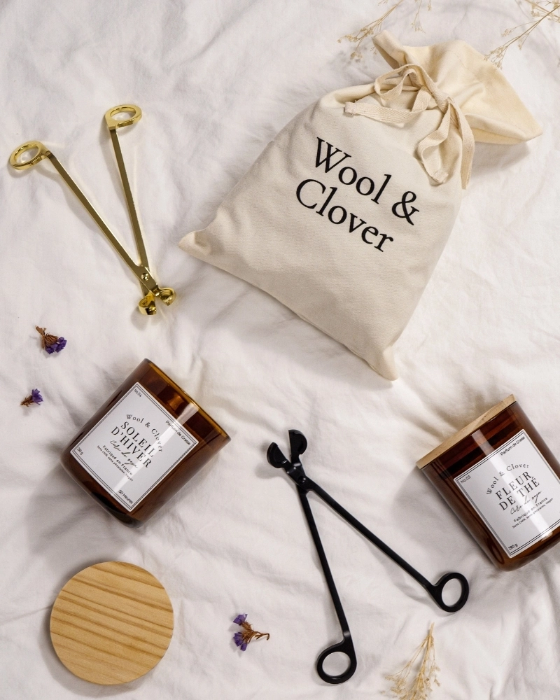 Coffret Rituel Complet - Bougie & Coupe-Mèche | Wool & Clover