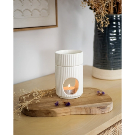 Brûle-Parfum Céramique Design - Blanc Cannelé | Wool & Clover